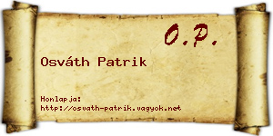 Osváth Patrik névjegykártya